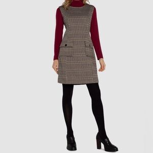 Liverpool Los Angeles Women's Tan Black Houndstooth Scoop-Neck Dress Size 4/27